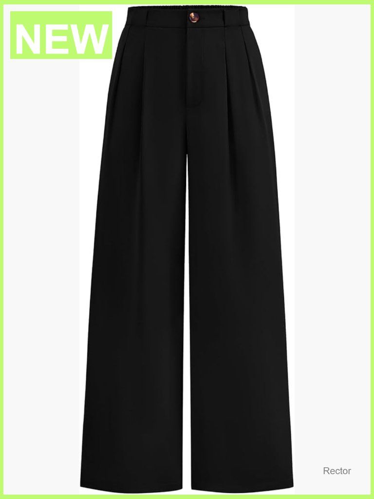 High Waisted Wide Leg Dress Pants - Office Work Trousers Business Casual Slacks